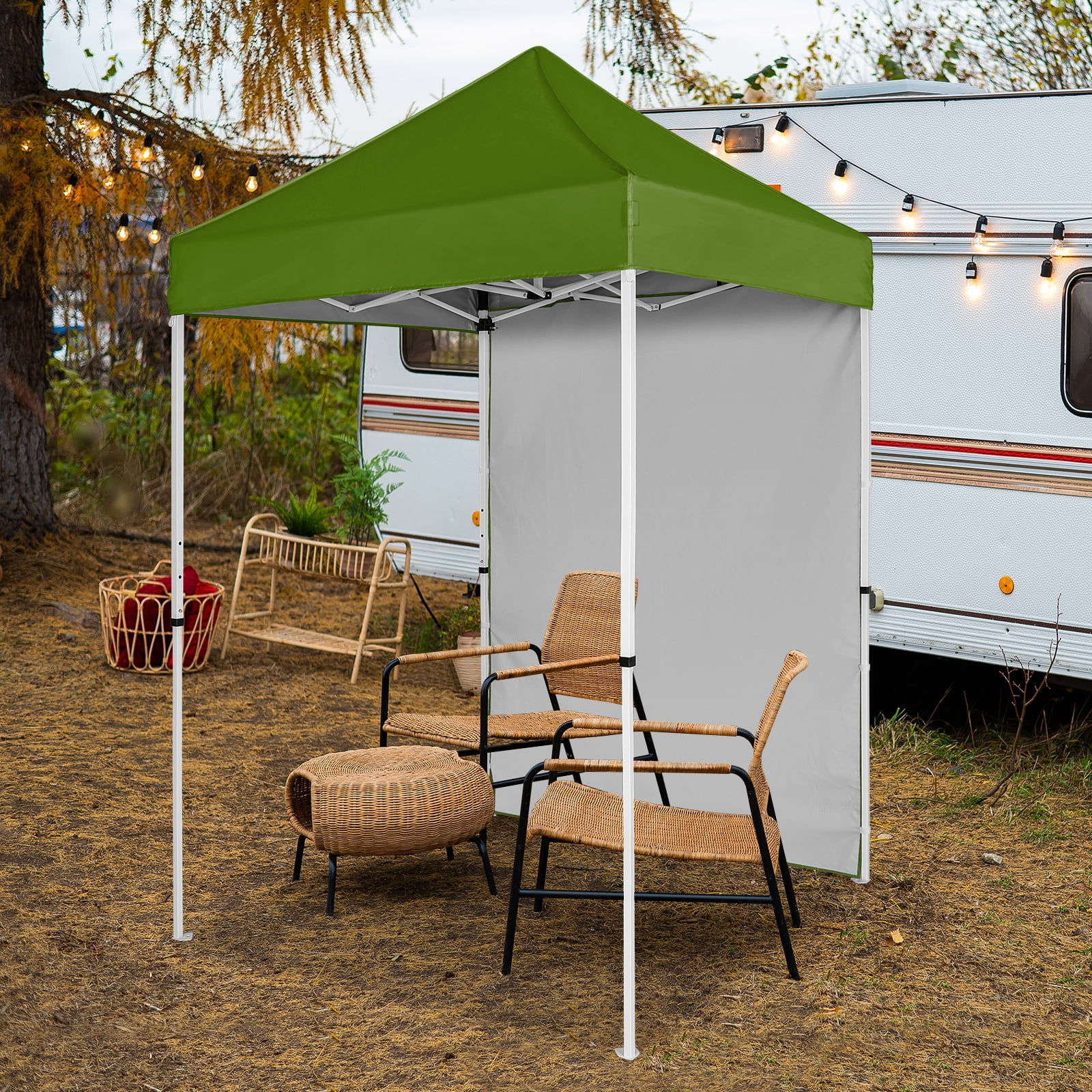 Grass Green 5x5 Outdoor Portable Canopy Tent with White Frame