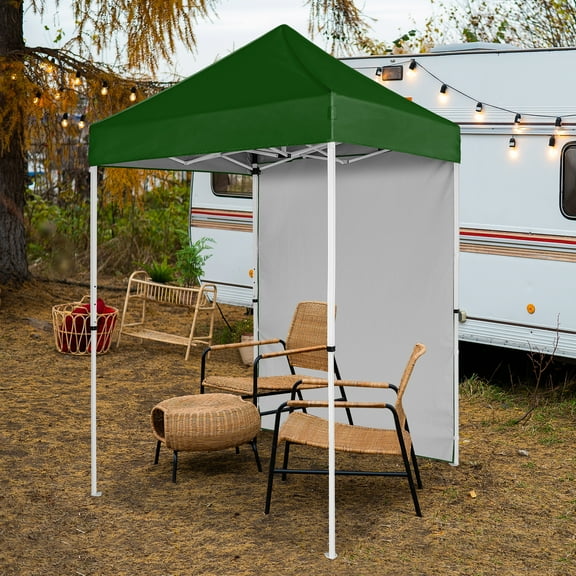 COOS BAY 5x5 Outdoor Portable Canopy Tent with One Removable Sunwall, Pop up Canopy with Carry Bag, Green