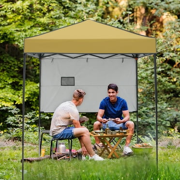 COOS BAY 6'x4' Instant Pop Up Canopy Tent with Adjustable Sun Wall, Lightweight Compact Portable Canopy with Carry Bag, Beige