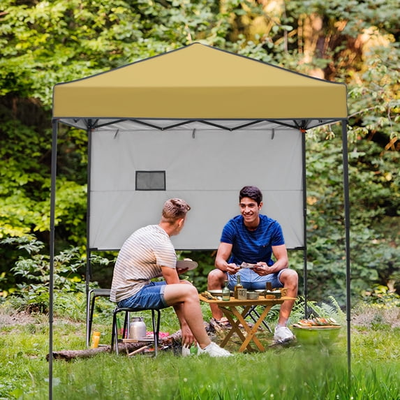 COOS BAY 6'x4' Instant Pop Up Canopy Tent with Adjustable Sun Wall, Lightweight Compact Portable Canopy with Carry Bag, Beige