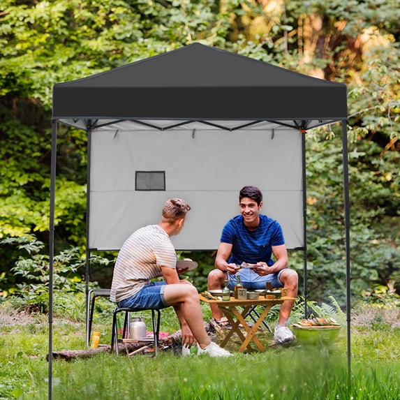 COOS BAY 6'x4' Instant Pop Up Canopy Tent with Adjustable Sun Wall, Lightweight Compact Portable Canopy with Carry Bag, Black
