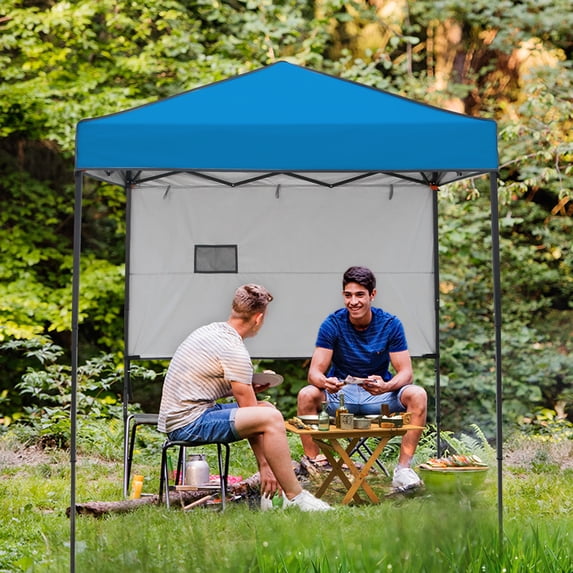 COOS BAY 6'x4' Instant Pop Up Canopy Tent with Adjustable Sun Wall, Lightweight Compact Portable Canopy with Carry Bag, Light Blue