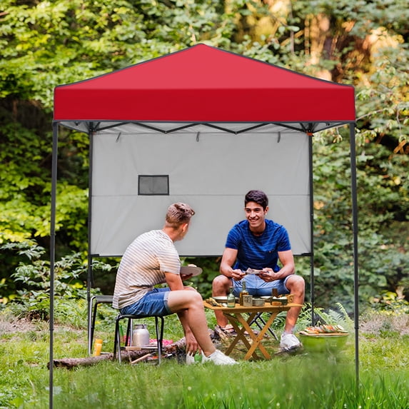 COOS BAY 6'x4' Instant Pop Up Canopy Tent with Adjustable Sun Wall, Lightweight Compact Portable Canopy with Carry Bag, Red