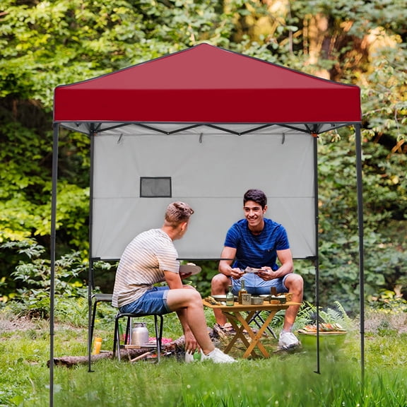 COOS BAY 6x4 Instant Pop-up Canopy Tent with Adjustable Sun Wall, Portable Compact Shelter with Carry Bag, Burgundy