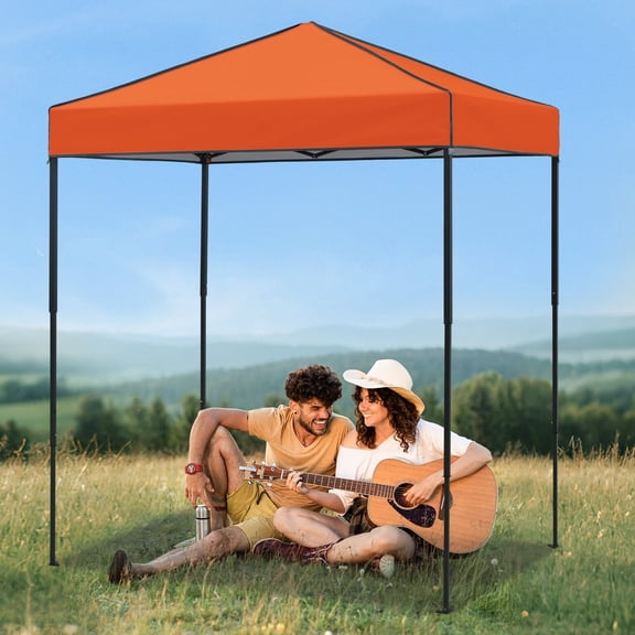 COOS BAY 6x4 Instant Pop-up Canopy Tent, Lightweight Compact Portable Canopy, Easy Setup Shelter Sun Shade with Carry Bag, Orange