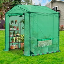 EAGLE PEAK 6x6 FT Portable Walk-in Greenhouse, Pop up Outdoor Green House with Power Access Openings, Green