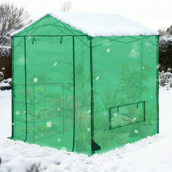 COOS BAY 6x6 FT Portable Walk-in Greenhouse w/ Power Access Openings, Pop up Outdoor Green House, Durable PE Cover, Green