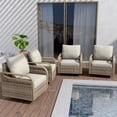thumbnail image 1 of COOS BAY Brown Wicker Rattan Outdoor Patio 360° Swivel Rocking Glider Chair with Gray Cushions for Garden, Poolside, Backyard (Set of 4), 1 of 9