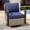 thumbnail image 1 of COOS BAY Aurora Terrace Brown Wicker Rattan Patio Swivel Rocking Glider Chair, Metal Curved Armrest, Blue Cushion, 1 of 9