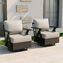 COOS BAY Iron Luxe 2 PCS Modern Outdoor Swivel Rocking Chairs,Aluminum Patio Furniture Set, Black/Beige
