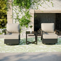COOS BAY Iron Luxe Modern 3 PCE Outdoor Bistro Set, Aluminum Patio Sofa Set Swivel Rockers and Side Table, Black/Beige