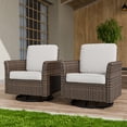 thumbnail image 1 of COOS BAY Harbor Retreat Mix Brown Rattan Wicker Outdoor Patio Swivel Glider Rocking Chairs with Curved Armrest, Beige Cushions, Set of 2, 1 of 10