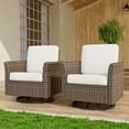 thumbnail image 1 of COOS BAY Harbor Retreat Mix Brown Rattan Wicker Outdoor Patio Swivel Glider Rocking Chairs with Curved Armrest, Beige Cushions, Set of 2, 1 of 10