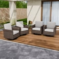 thumbnail image 1 of COOS BAY Harbor Retreat Mix Brown Rattan Wicker Outdoor Patio Swivel Glider Rocking Chairs with Curved Armrest, Beige Cushions, Set of 4, 1 of 9