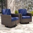 thumbnail image 1 of COOS BAY Harbor Retreat Mix Brown Rattan Wicker Outdoor Patio Swivel Glider Rocking Chairs with Curved Armrest, Blue Cushions, Set of 2, 1 of 10