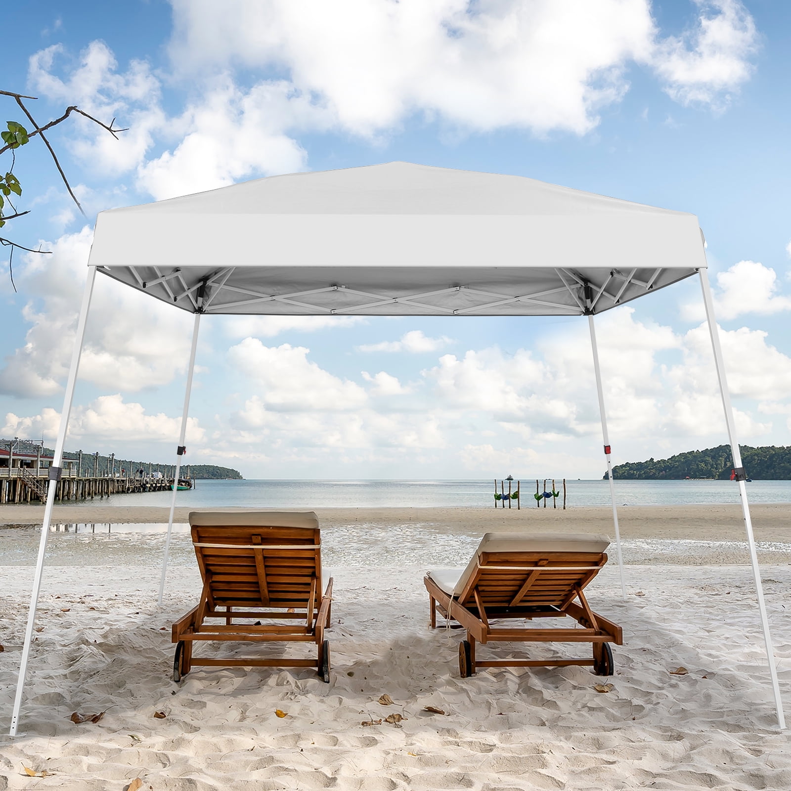 COOS BAY Outdoor 10'x10' sltant leg Instant Easy Setup Canopy Tent with ...