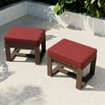 thumbnail image 1 of COOS BAY Outdoor Patio Ottoman, 2PCS Patio Real Wood Ottoman with Soft Cushion for&nbsp;Backyard, Balcony, Garden,Red, 1 of 9