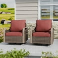 thumbnail image 1 of COOS BAY Outdoor Wicker Glider Chair Patio Rattan 360° Swivel Rocking Chair with Red Cushions for Garden, Poolside, Backyard (Set of 2), 1 of 8