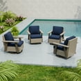 thumbnail image 1 of COOS BAY Rustic Hideaway 4 PCS Outdoor Swivel Rocker, Patio Wicker Rocking Chair for Patio, Outdoor Balcony, Beige/Dark Blue, 1 of 10