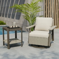 COOS BAY Rustic Hideaway Outdoor Swivel Rocker Patio Chair and Table Set, 2-Piece Wicker Bistro Set with Cushions, Beige