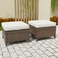 thumbnail image 1 of COOS BAY Harbor Retreat Set of 2 Outdoor PE Wicker Ottomans Patio Rattan Footstool w/ Removable Beige Cushions, 1 of 9