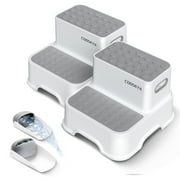 COOSEYA 2-Tier Step Stool for kids (2 Pack), Toddler Step Stool for Bathroom , Anti-Slip Surface and Sturdy Premium Potty Stool , for Kitchen, Bedroom & Classroom