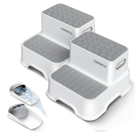 COOSEYA 2-Tier Step Stool for kids (2 Pack), Toddler Step Stool for Bathroom , Anti-Slip Surface and Sturdy Premium Potty Stool , for Kitchen, Bedroom & Classroom