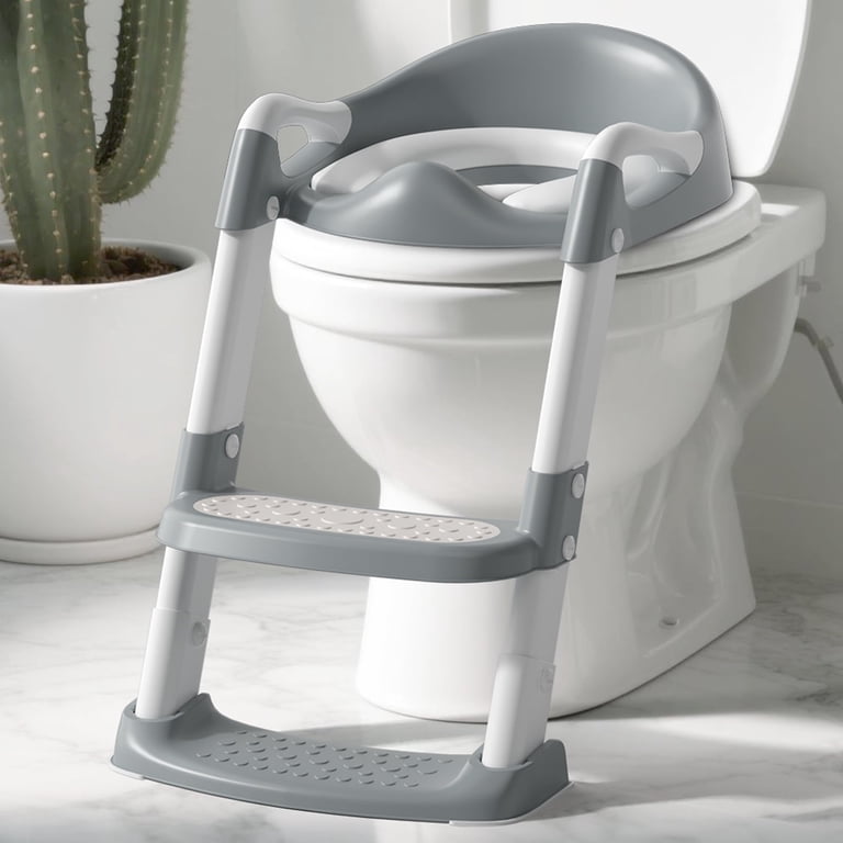 COOSEYA, Potty Training Toilet with Step Stool, Foldable, Grey