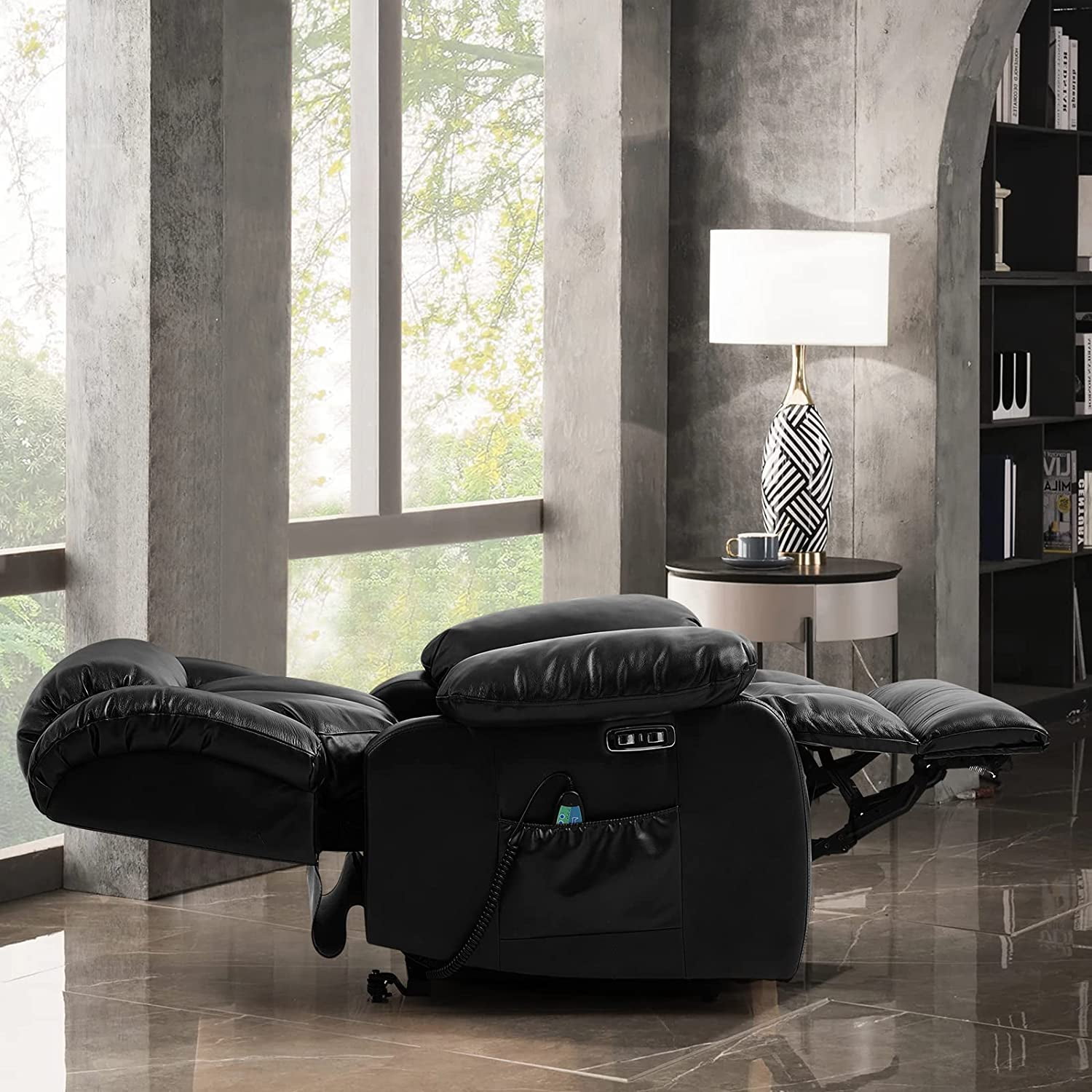 COOSLEEP Lay Sleeping Dual OKIN Motor Lift Chair Recliners for Elderly with Heat and Massage Up