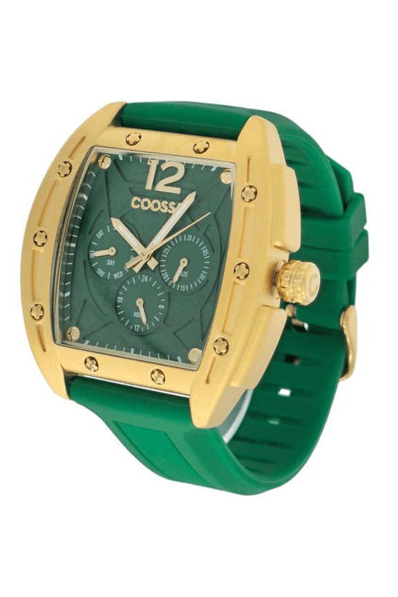 Special Edition Mens Tonneau 46MM Case Gold/Green Day-Date Watch