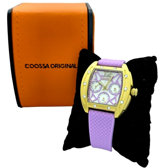 COOSSA ORIGINAL Special Edition Women's Tonneau 35MM Gold/Purple Day-Date Watch