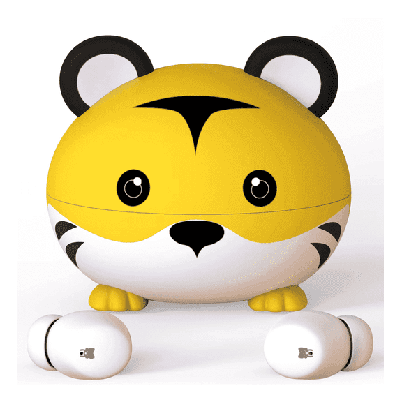 COOTIMOCK Kids Bluetooth Earbuds for Age 6 and Above,  85dB Safe Volume Limited, Waterproof, Comfort Wireless Headphones for Kids with Microphone, Earbuds for School/Travel, Tiger