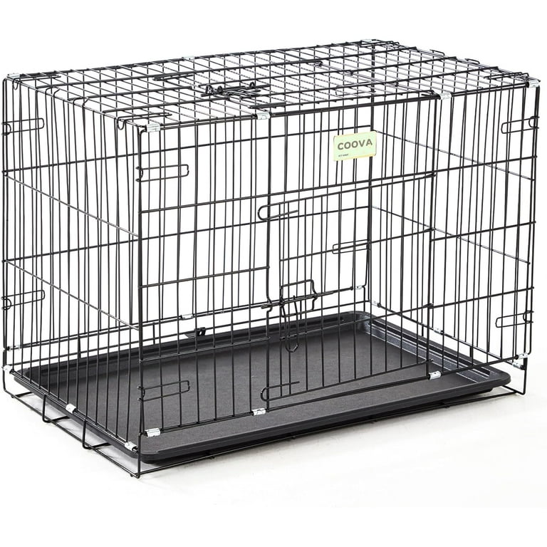 COOVA 36-Inch Medium Dog Crate, Durable Metal Pet Kennel, Double