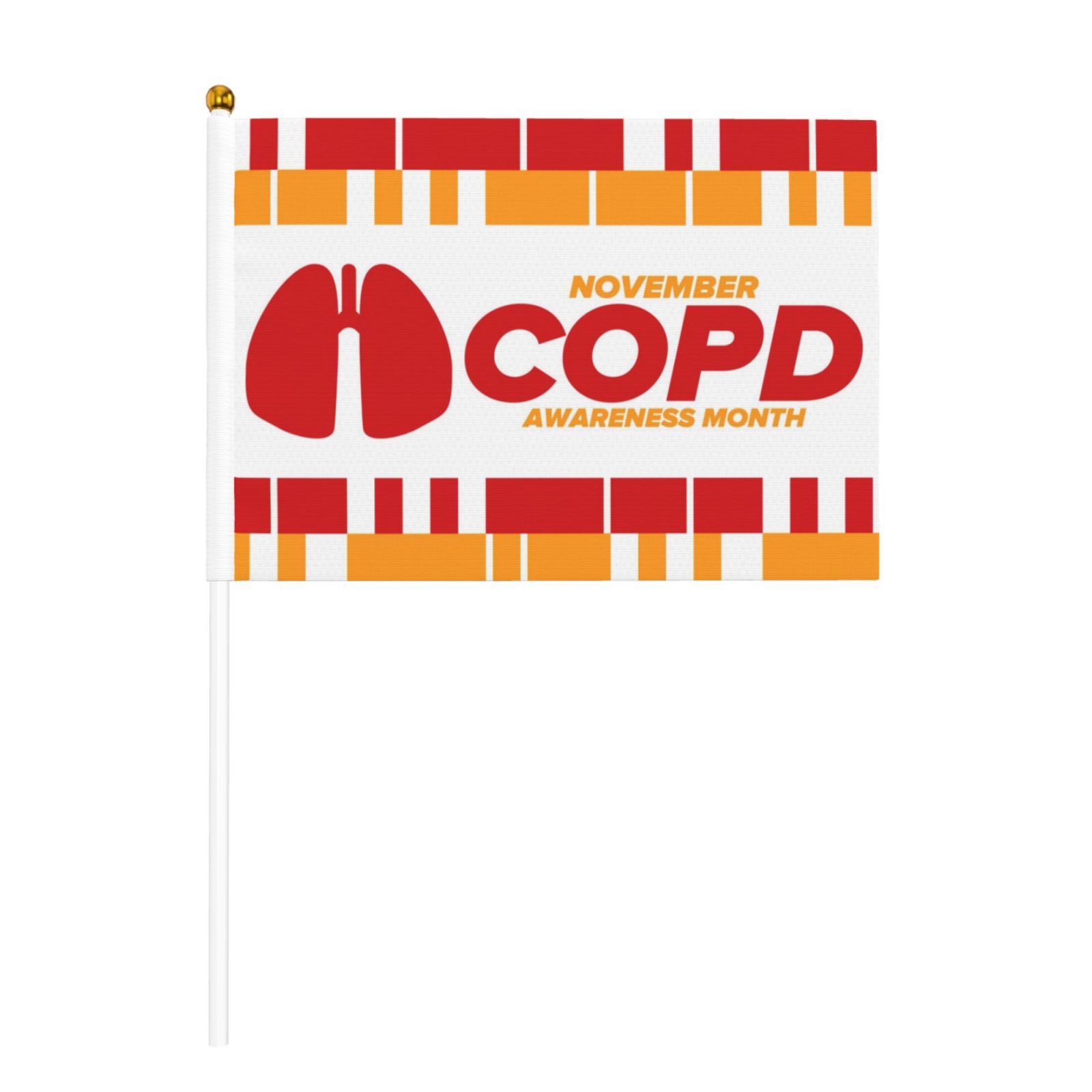 COPD Awareness Month Flags 6 Packs Mini Handheld Flag Desk Flag 5.5 x 8.3 Inches with Flagpole