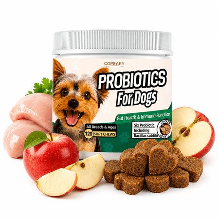 COPEAKY Chicken Flavored Probiotics for Dogs 120 Soft Chews, Gut Health and Immune Function Support with Bacillus Subtilis for All Breeds and Ages