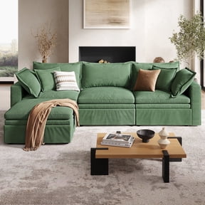 COPIAE 114" Cloud Couch, Oversized Modular Comfy Sofa for Living Room, L Shaped Sectional Couches with Detachable Sofa Cover, Storage Ottoman