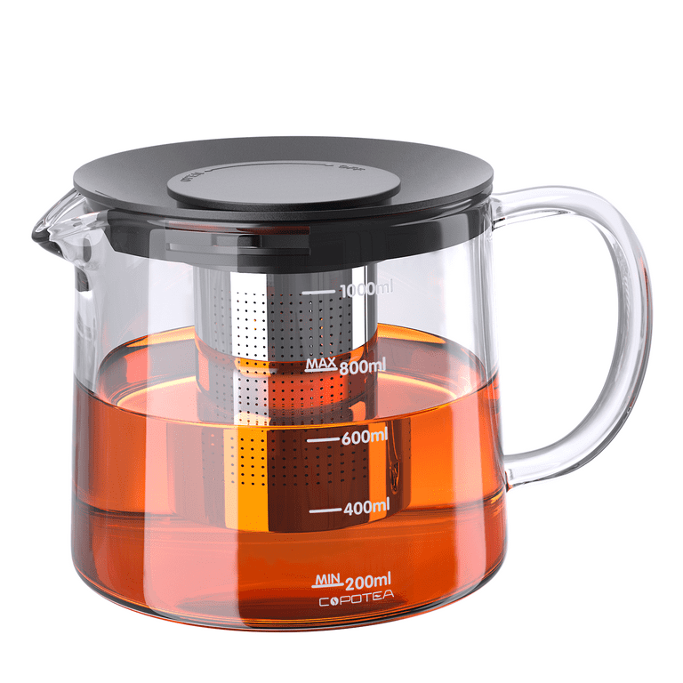 COPOTEA Glass Teapot with Infuser, 34oz (1000ml) Clear Tea Kettle