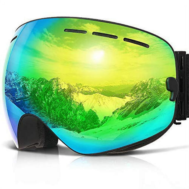 COPOZZ Ski Goggles, G1 OTG Snowboard Snow Goggles for Men Women Youth, Interchangeable Double Layer Anti Fog UV Protection Lens, Polarized Goggles Available (G1-Black Frame Gold Lens(VLT 16.