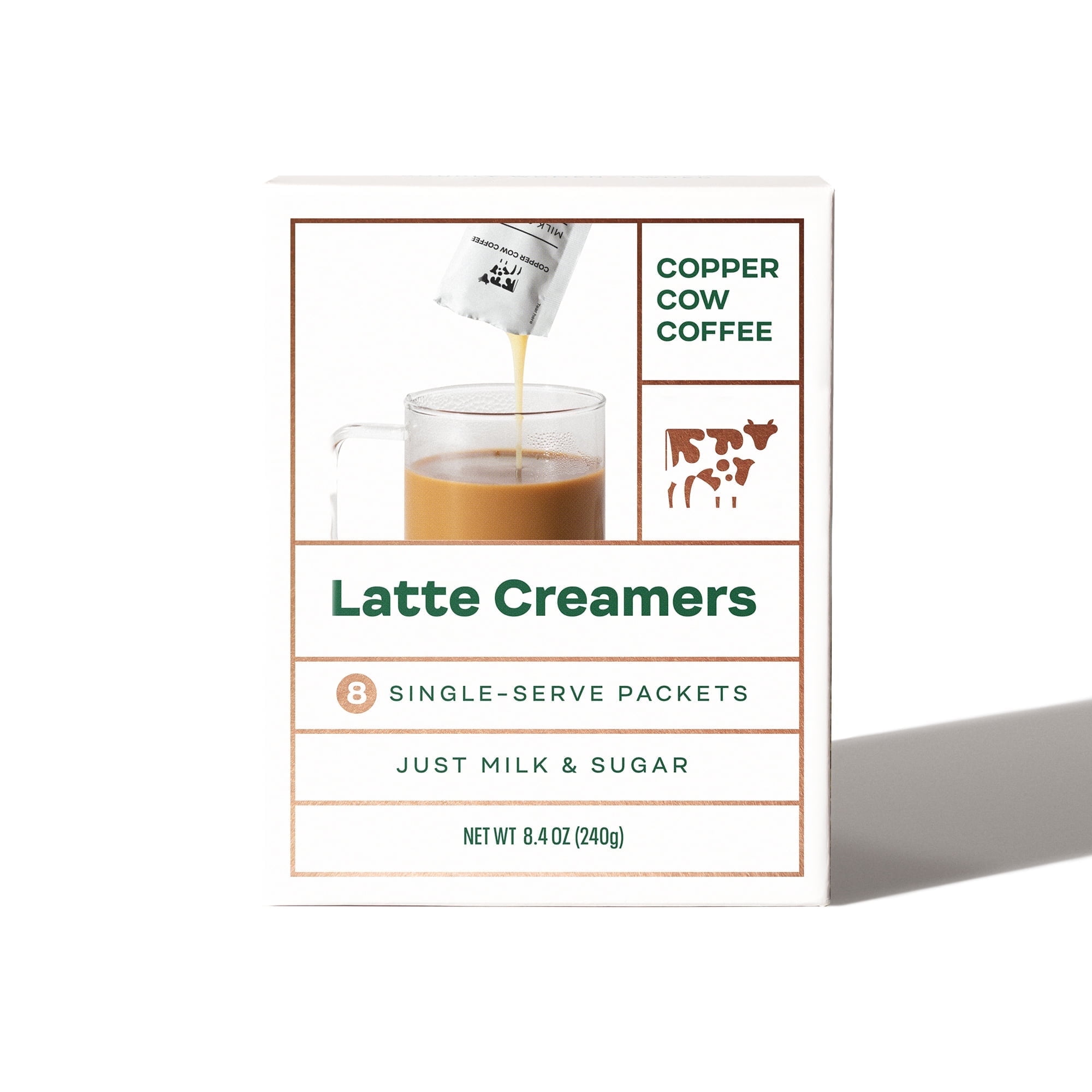 Copper Cow Coffee Sweetened Condensed Milk Creamers Single-Serve Packets 8ct Box (Allergen Statement: Contains Milk)