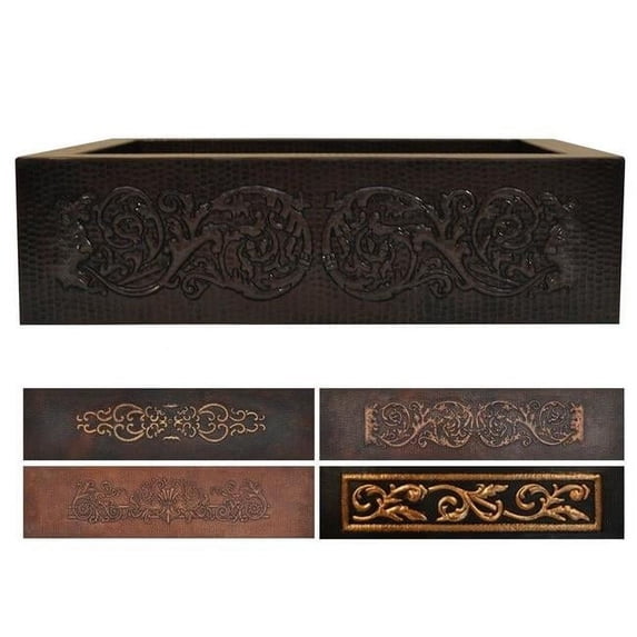 COPPER FARMHOUSE KITCHEN SINK D2 BAROQUE DESIGN 25X22X9 G16 MATTE