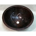 thumbnail image 1 of COPPER ROUND BATH SINK WAVES DESIGN FLAT LIP 17X17X6 G18 DARK BROWN, 1 of 1