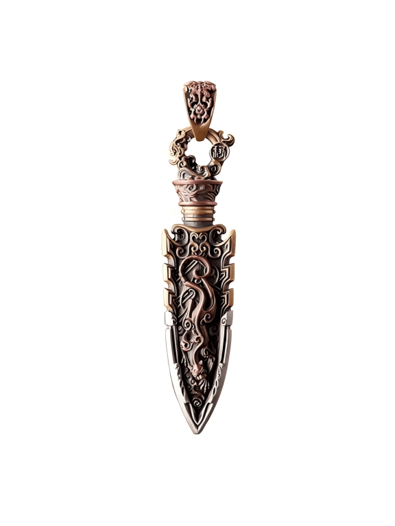 Brass Arrowhead Capsule Necklace Pendant, 3-Metal with Hidden Storage