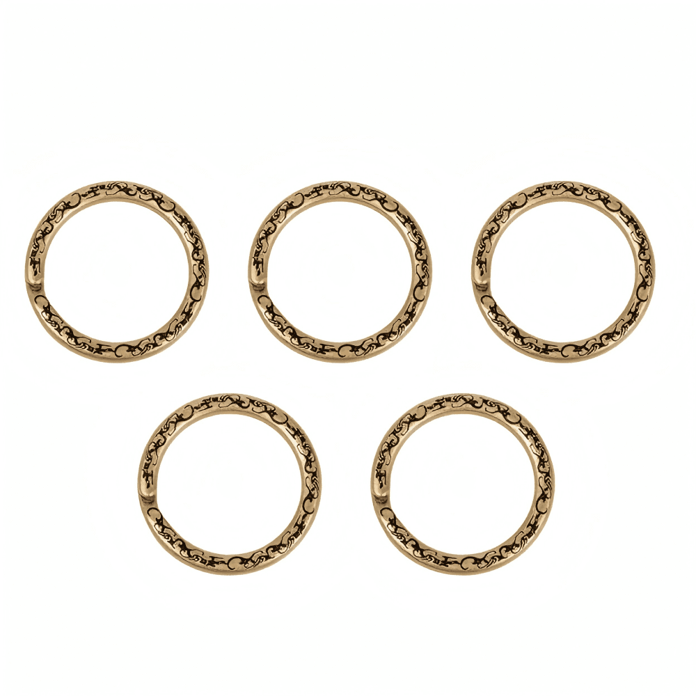 COPPERTIST.WU Brass Dragon Pattern Key Rings, Engraved Metal Keychain Set with Enamel Detail, 5 Pack