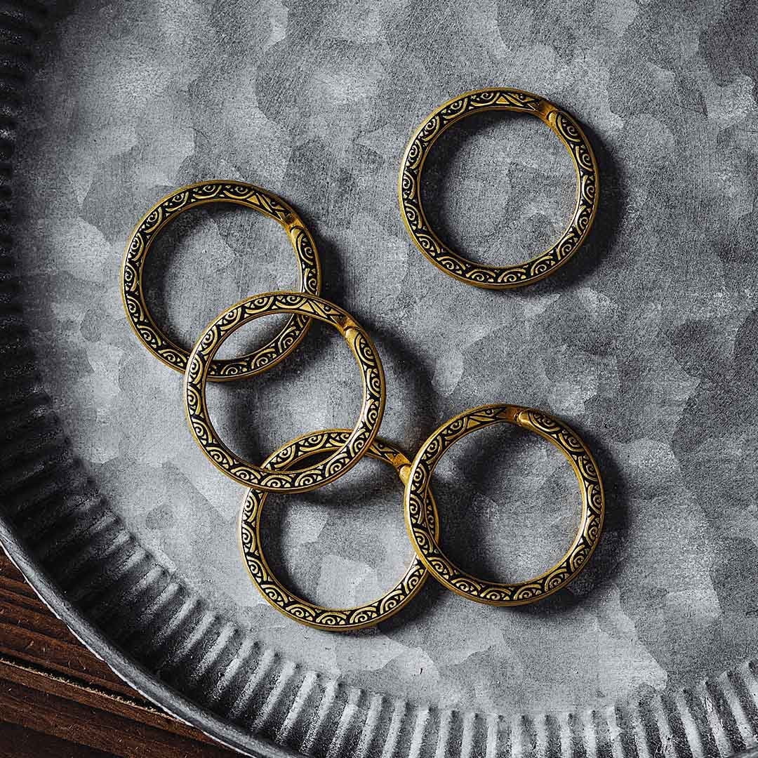 COPPERTIST.WU Brass Ouroboros Key Rings, Snake Design Keychain Set, 5 Pack Metal Keyring