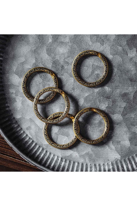 Brass Ouroboros Key Rings, Snake Design Keychain Set, 5 Pack Metal Keyring
