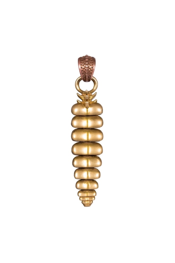Brass Rattlesnake Tail Pendant, Copper & Brass Fidget Necklace, Articulated Snake Design, Statement Jewelry