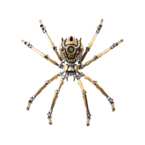 COPPERTIST.WU Mechanical Widow Desk Decor Brass & White Bronze Articulated Spider with Custom Gemstone, Flower Green