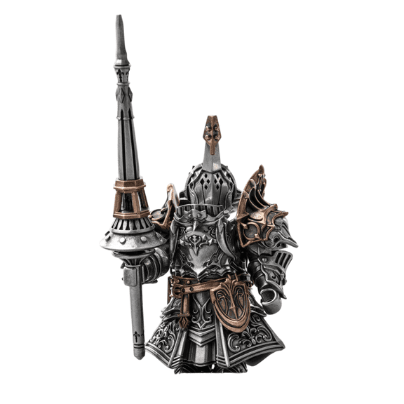 COPPERTIST.WU "Roland Holy Lancer" Bastion Knight Figurine, Crusader Warrior w/ Siegebreak Lance, Handcrafted Collectible, 2.36 Inch