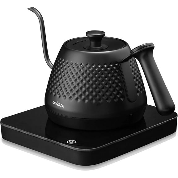 COQAZA Gooseneck Electric Kettle, Variable Temperature Control & Presets, Pour Over Coffee & Tea Kettle, Stainless Steel Electric Pour Over Kettle, Rapid Heating, Black Japanese Kettle Design