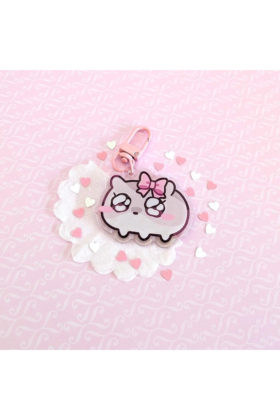COQUETTE Sad Hamster Pink Acrylic Keychains | Cute Acrylic Charms | Clear Acrylic Accessories | I'm Just a Girl" Meme" (1 keychain)